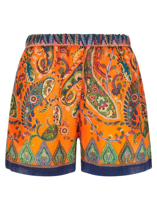 Etro Orange Ramie Bermuda Shorts