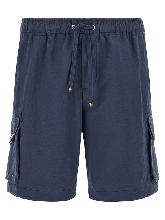 Brunello Cucinelli Blue Linen Bermuda Shorts