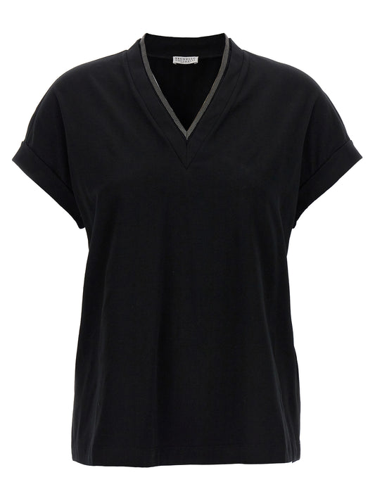 Brunello Cucinelli Black Cotton T-Shirt