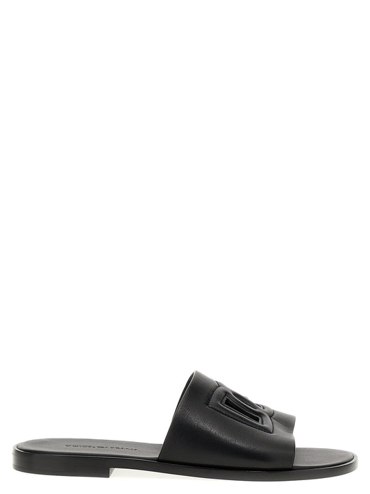 Dolce & Gabbana Black Leather Slides