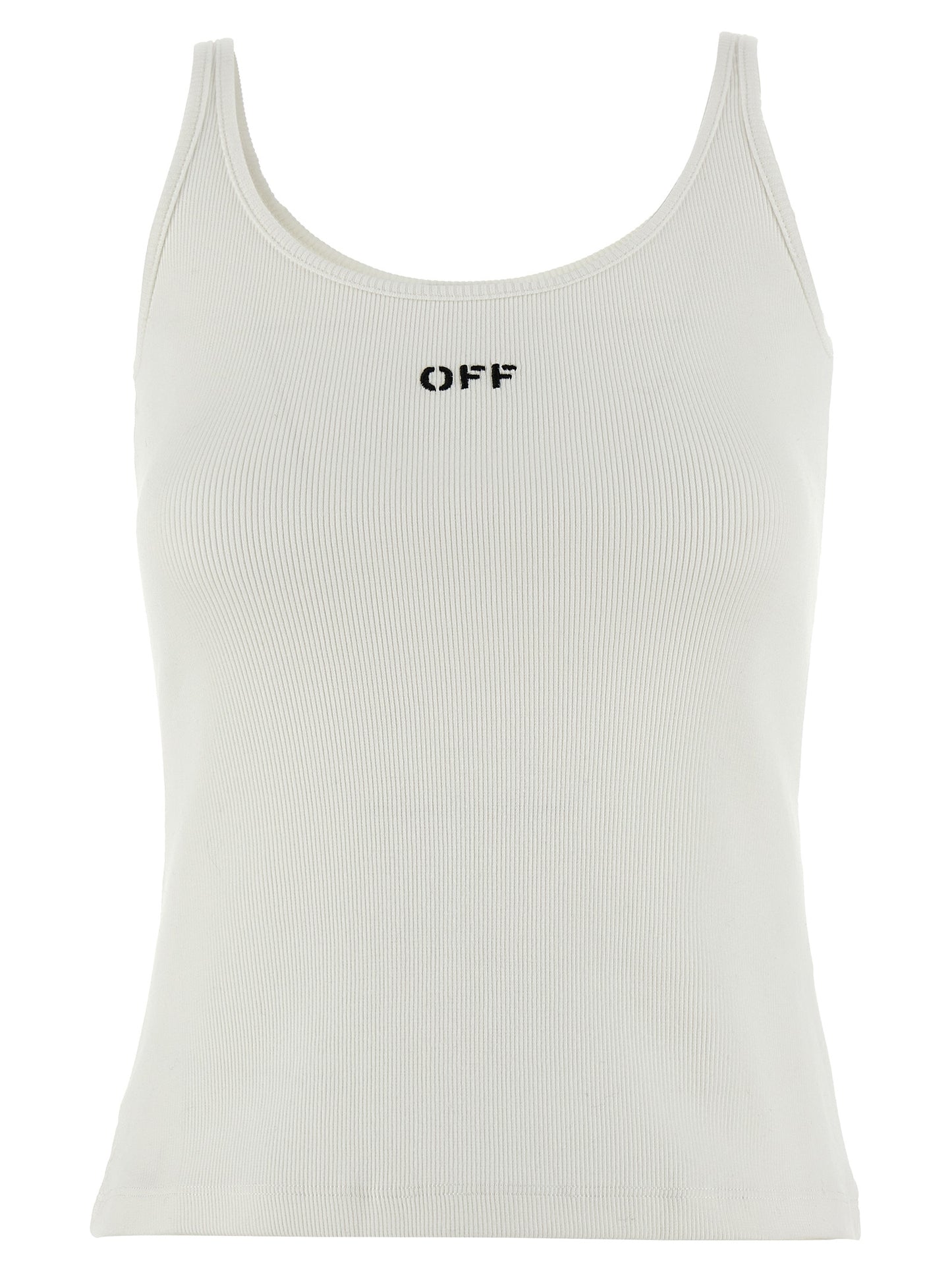 Off-White White Cotton Sleeveles T-Shirt