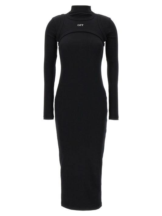 Off-White Black Cotton Midi Dress