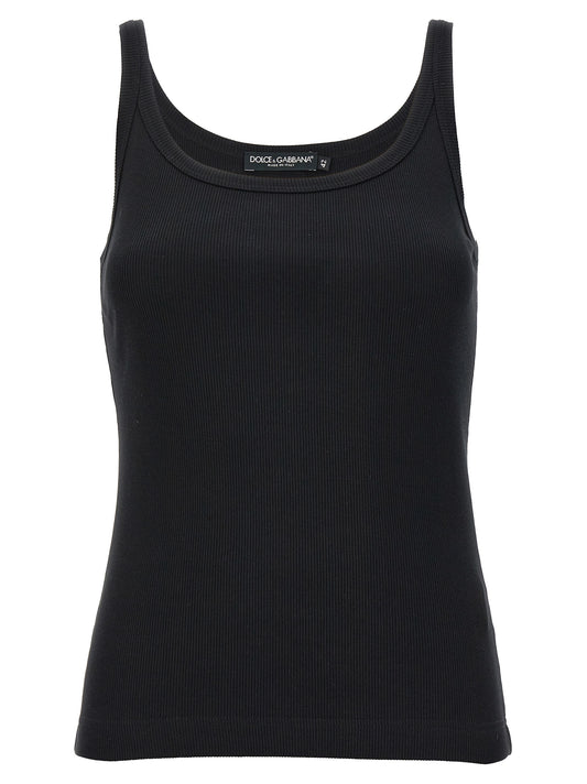 Dolce & Gabbana Black Cotton Tank Tops