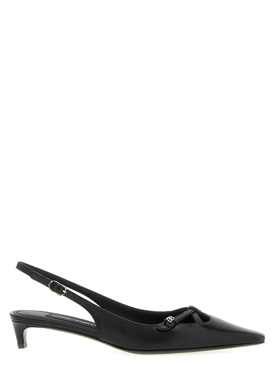 Dolce & Gabbana Black Lamb Leather Mid Heel Pumps
