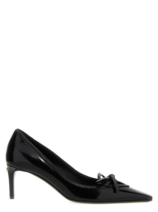 Dolce & Gabbana Black Calfskin Mid Heel Pumps