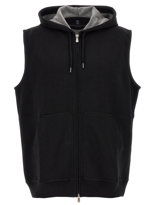 Brunello Cucinelli Black Cotton Sleeveless Jacket