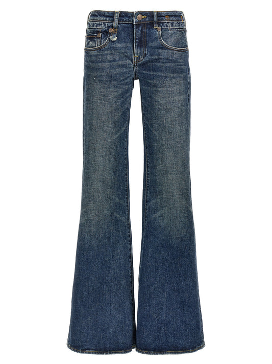R13 Blue Cotton Flared Jeans