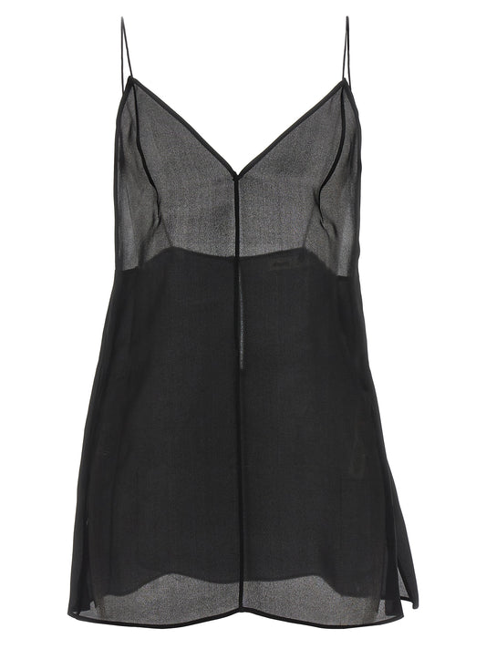 Khaite Black Silk Tank Tops