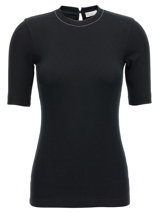 Brunello Cucinelli Black Cotton T-Shirt