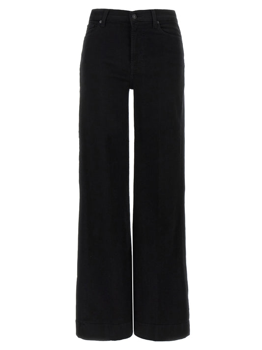7 For All Mankind Black Cotton Flared Jeans