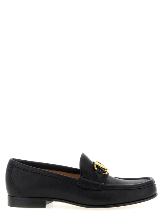 Valentino Garavani Black Buffalo Leather Slip-On Loafers