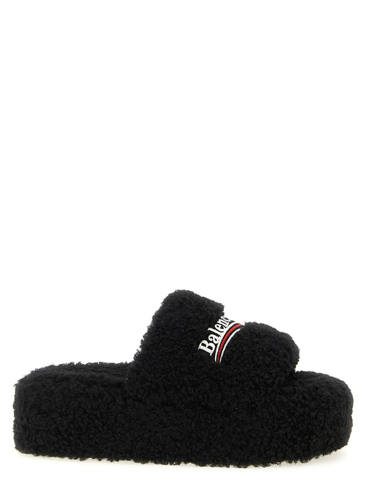 Balenciaga Black Polyester Slides