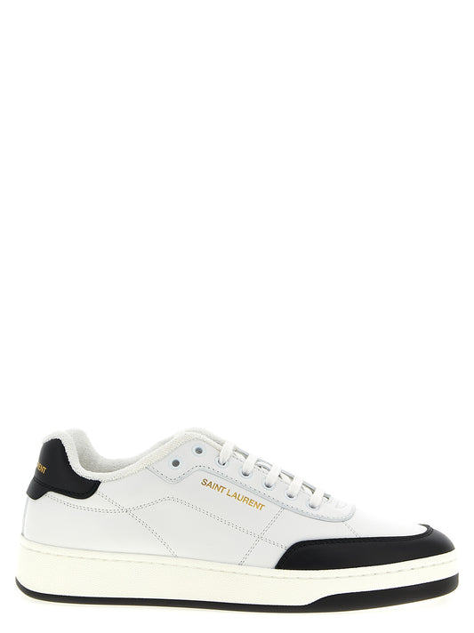 Saint Laurent Bicolor Calfskin Low Top Sneakers