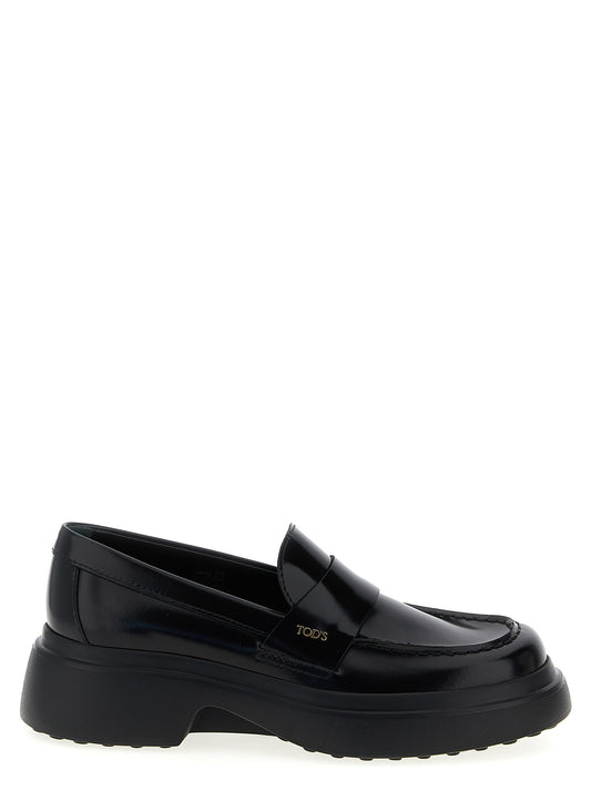 Tod's Black Calfskin Slip-On Loafers