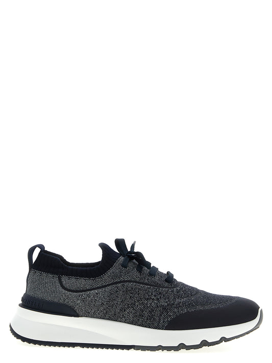 Brunello Cucinelli Blue Cotton Athletic Sneakers