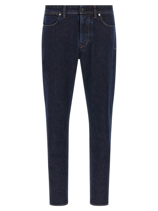 Stone Island Blue Cotton Straight-Leg Jeans