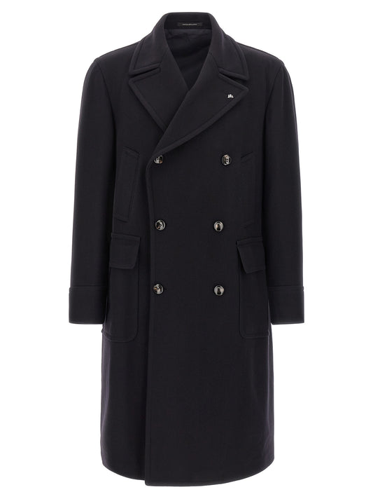 Tagliatore Blue Wool Coat