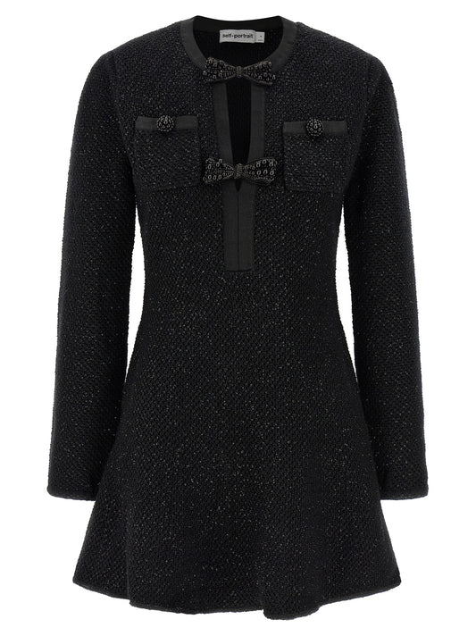Self-Portrait Black Cotton Short Dress