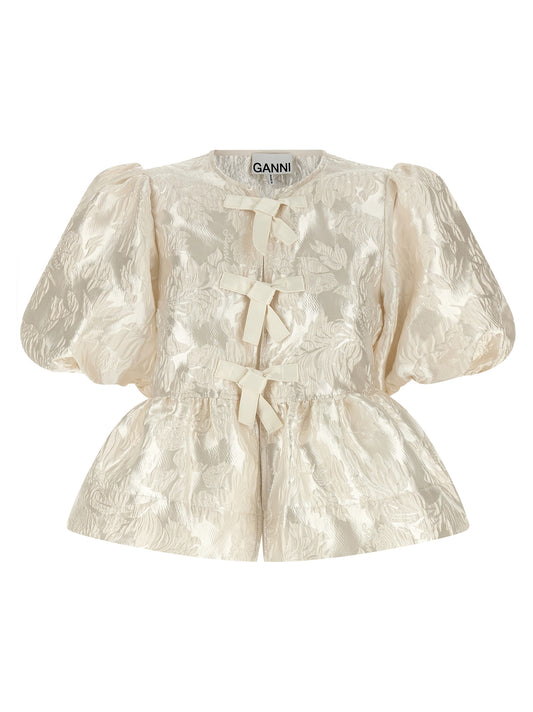 Ganni White Polyester Blouse