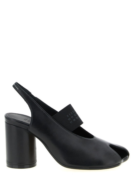 MM6 Maison Margiela Black Lamb Leather Mid Heel Pumps