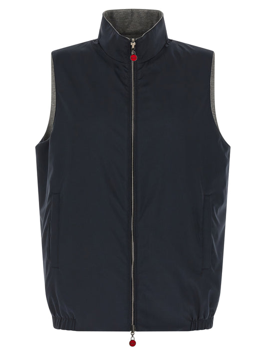 Kiton Blue Cotton Sleeveless Jacket