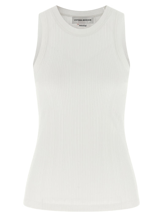 Victoria Beckham White Cotton Sleeveles T-Shirt