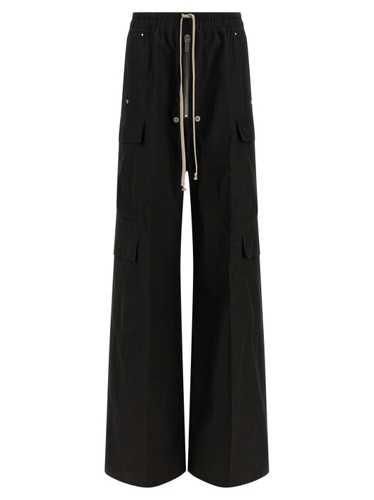 Rick Owens Black Cotton Cargo Pants