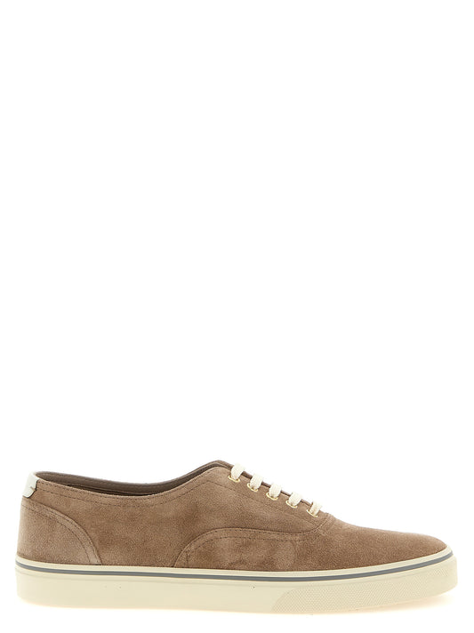 Brunello Cucinelli Beige Calfskin Low Top Sneakers