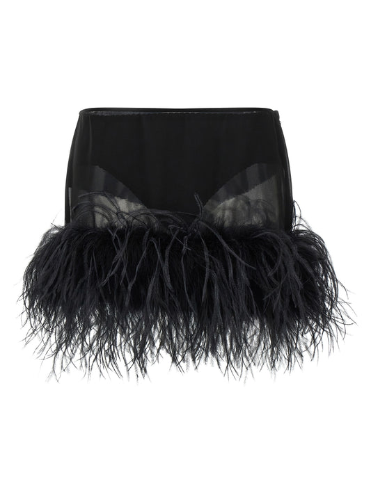 The Attico Black Polyester Long Skirt