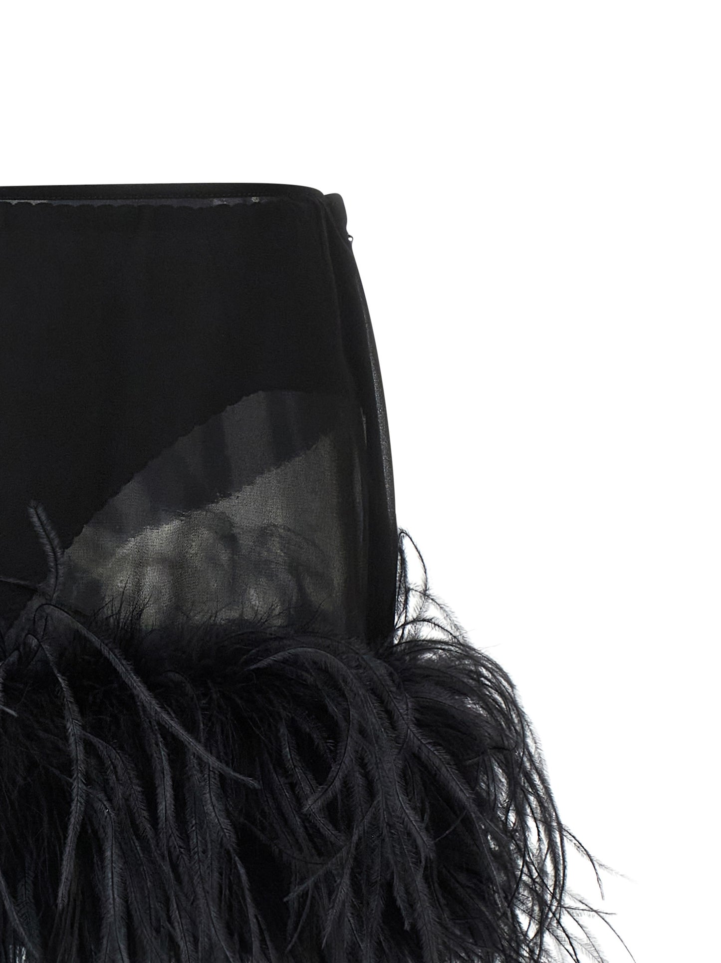 The Attico Black Polyester Long Skirt