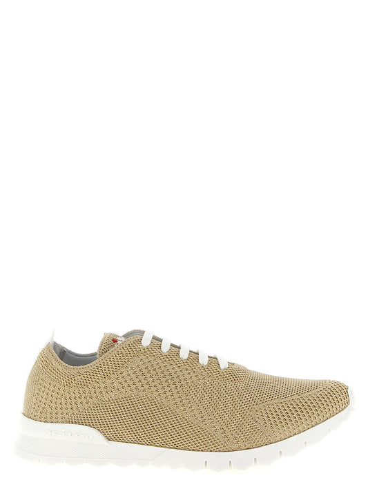 Kiton Beige Cotton Athletic Sneakers