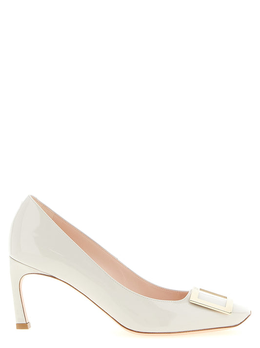 Roger Vivier Gray Calfskin Mid Heel Pumps