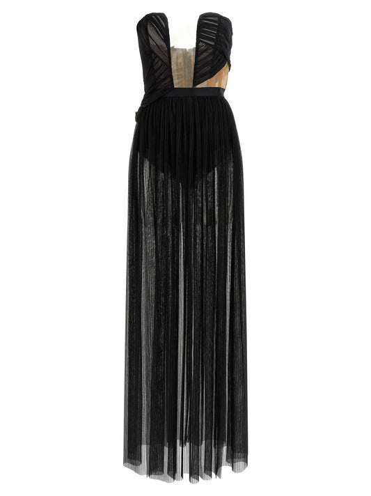 Nensi Dojaka Black Viscose Long Dress