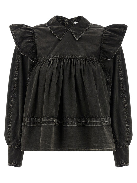 Ganni Black Organic Cotton Blouse
