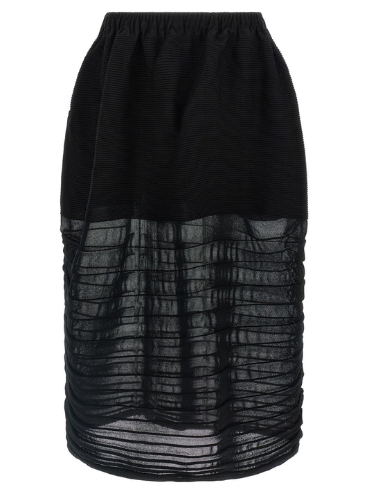 Issey Miyake Black Polyester Midi Skirt
