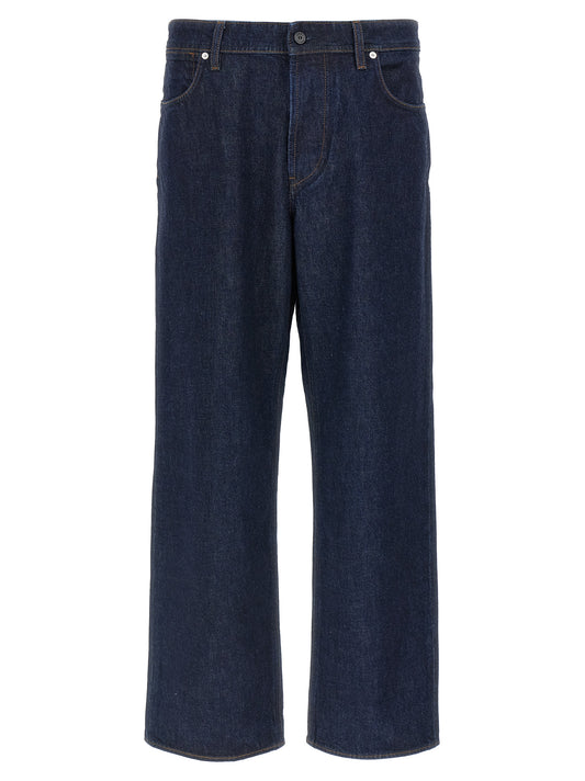Stone Island Blue Cotton Relaxed Fit Jeans