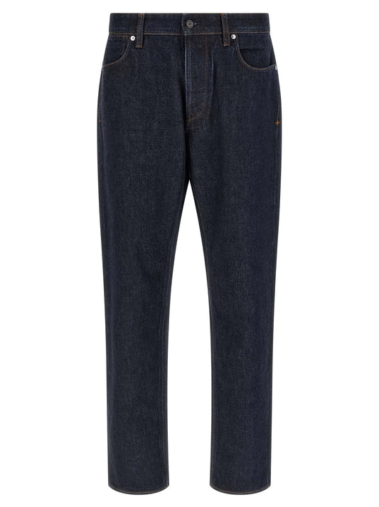 Stone Island Blue Cotton Straight-Leg Jeans