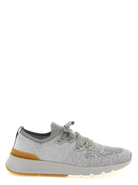 Brunello Cucinelli Gray Cotton Athletic Sneakers