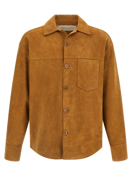 Ami Paris Brown Lamb Leather Leather Jacket