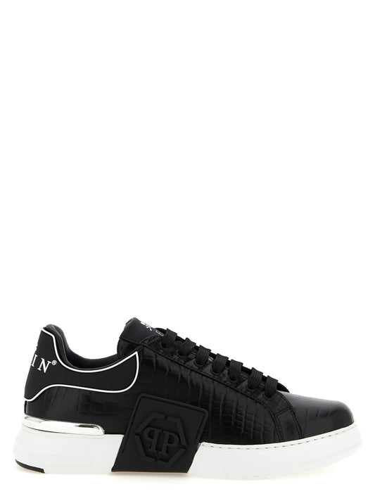 Philipp Plein Black Cowhide Low Top Sneakers