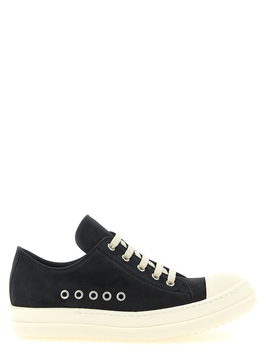 Rick Owens Black Calfskin Low Top Sneakers