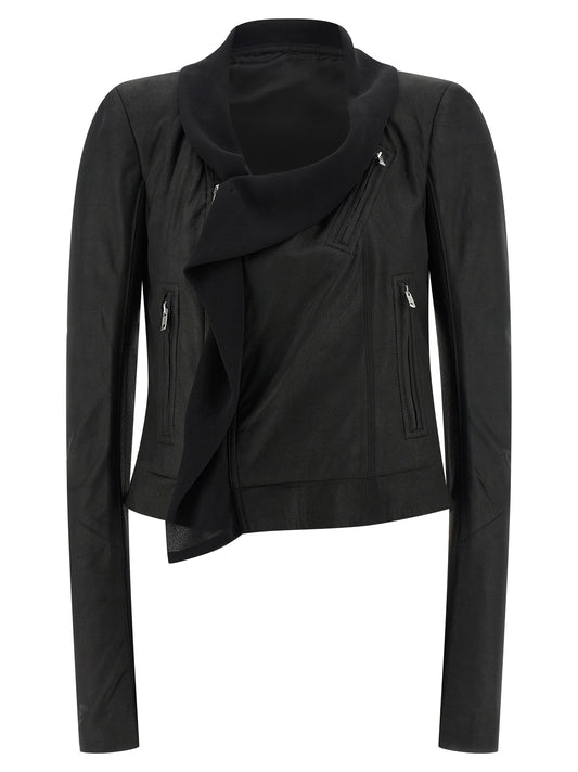 Rick Owens Black Lamb Leather Leather Jacket