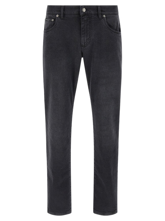 Dolce & Gabbana Black Cotton Straight-Leg Jeans