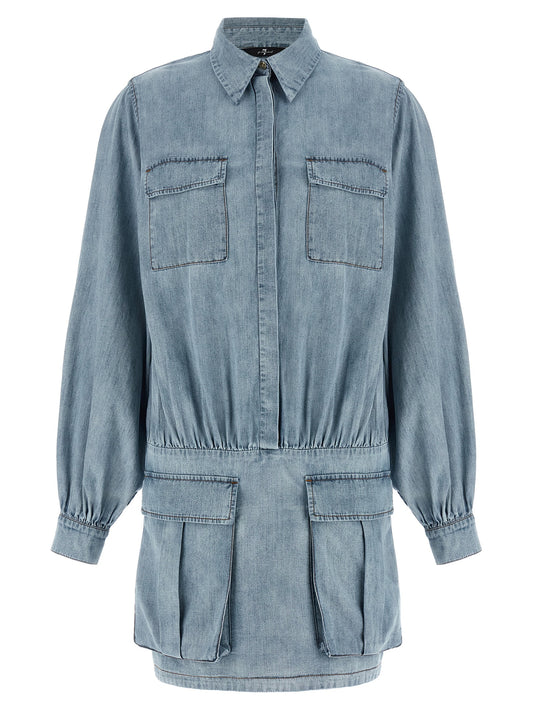7 For All Mankind Blue Cotton Short Dress