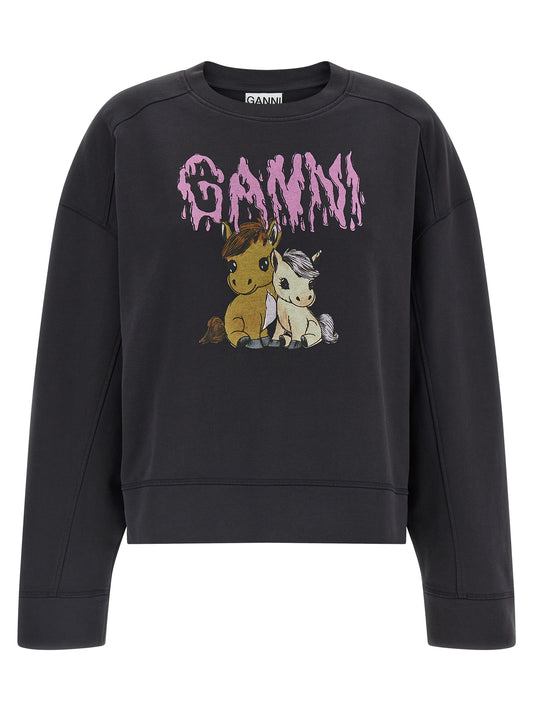 Ganni Black Organic Cotton Sweatshirt