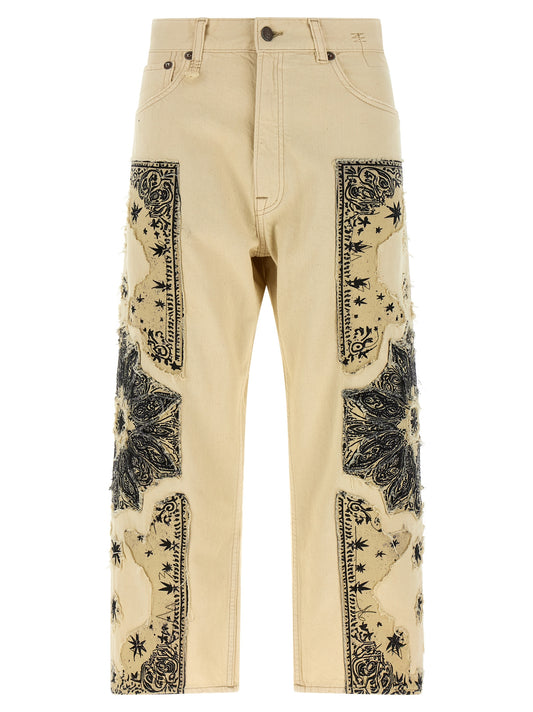 R13 Beige Cotton Straight-Leg Jeans