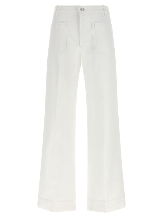 Victoria Beckham White Cotton Flared Jeans