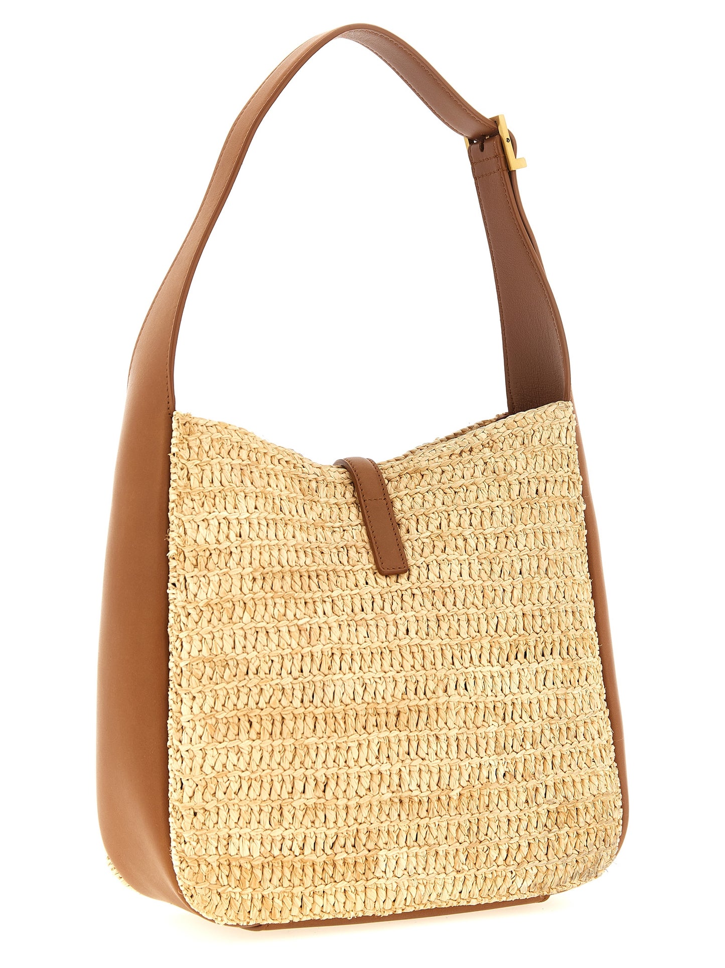 Saint Laurent Beige Raffia Shoulder Bag