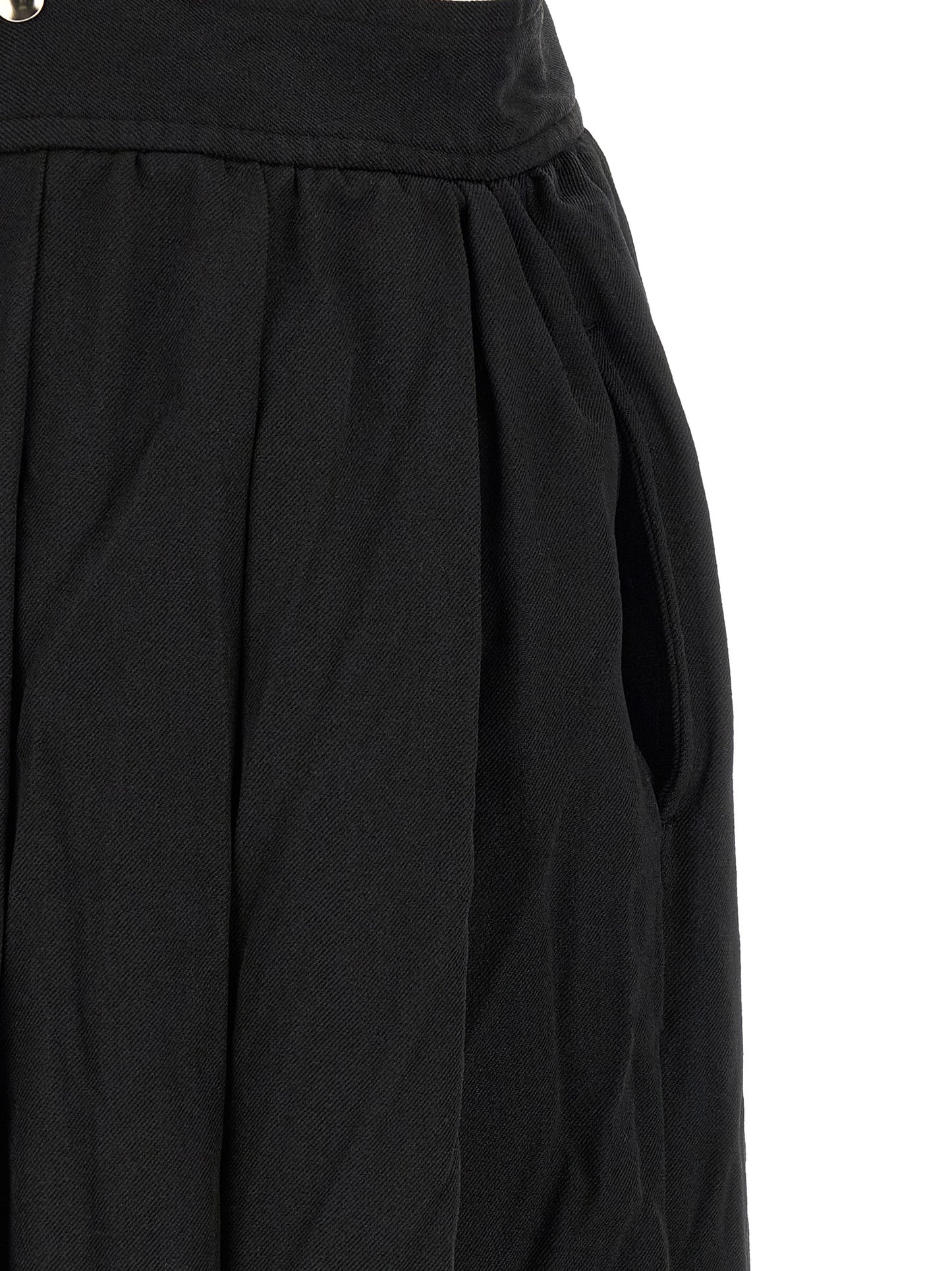 Comme Des Garçons Black Polyester Midi Skirt