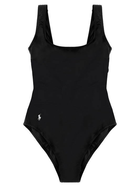 Polo Ralph Lauren Black Nylon One-Piece Swimsuit